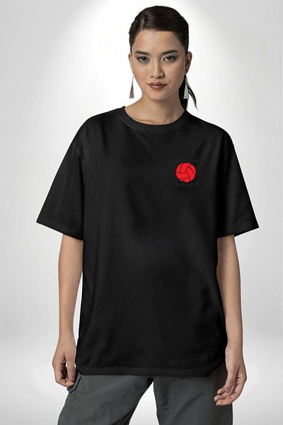 Angemiel I Love Volleyball Black Oversize Women's Men's Front Minimal Printed T-Shirt