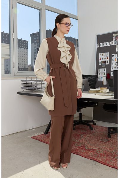 Fatma Atasoy Double Chocolate Brown Palazzo Pants