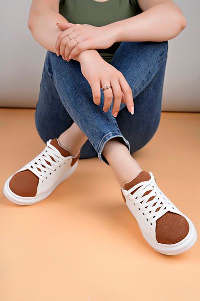Luis a Costa Lc109 White Tan Suede Women's Sneaker