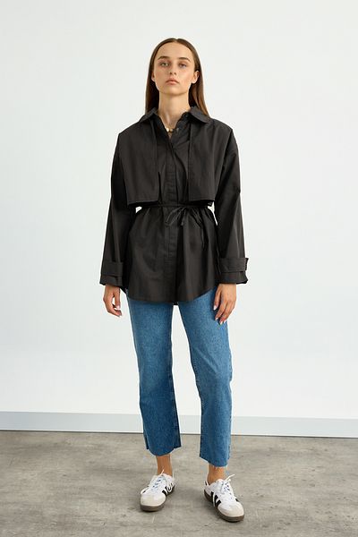 Birgül Bektaş Black Windbreaker Detailed Shirt