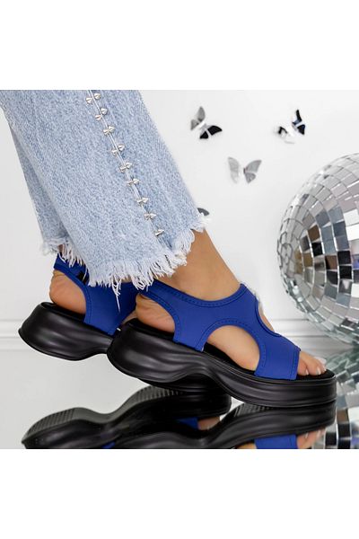 mei Women's Platform Sandals 3GZ97 Dark Blue | Mei