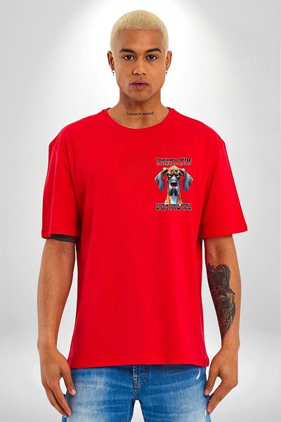 Angemiel Google Can'T Even Find My Coffee Mixer! Red Oversize Women's Men's Front Minimal Printed T-Shirt