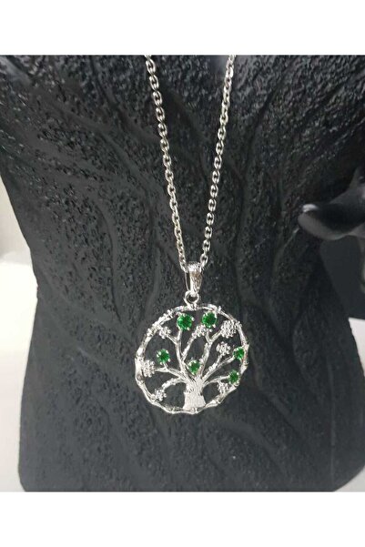 vogutima jewelery&silver by timuçin mavili Steel Xuping Green Zircon Stone White Color Tree of Life Gift Necklace for Lover, Mother, Friend