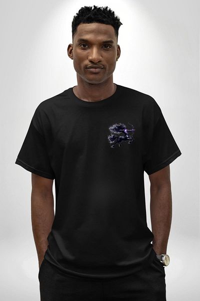 Angemiel Sagittarius Special Design Black Oversize Women's Men's Front Minimal Printed T-Shirt
