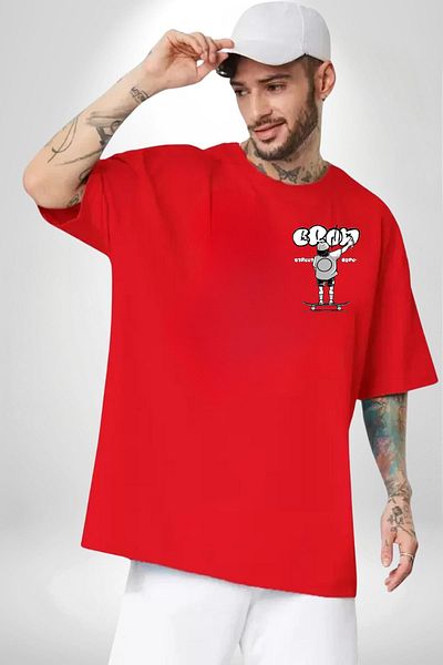 Angemiel Non-Real Magic Solutions Magic and Faith Red Oversize Women Men Front Minimal Printed T-Shirt