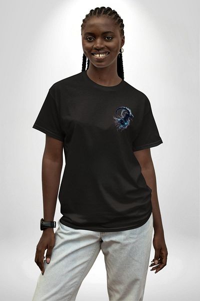 Angemiel Capricorn Special Design Black Oversize Women's Men's Front Minimal Printed T-Shirt