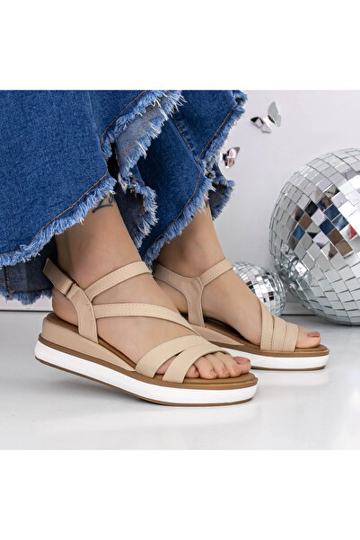 mei Γυναικεία Σανδάλια με Χαμηλή Σόλα 3GZ57 Μπεζ | Mei