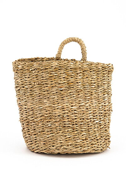 Muy Mucho سلة ألياف نباتية مستديرة، بنية اللون