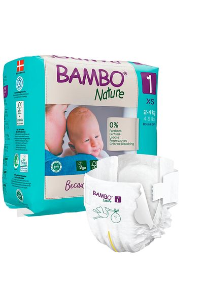 Bambo Nature Scutece Ecologice pentru copii BAMBO Nature Mini, Nr. 1 (2-4 kg), pachet 132 buc.