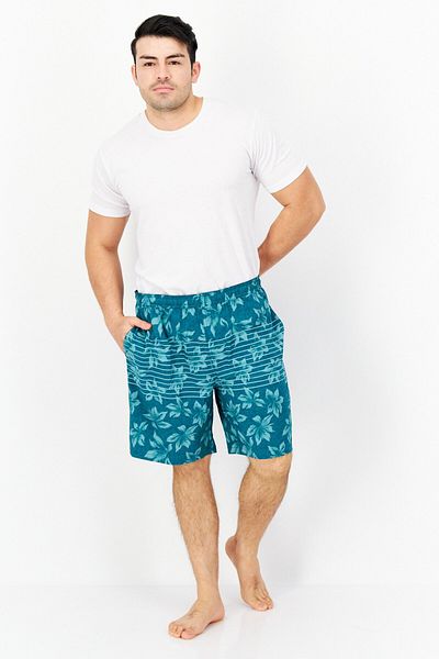 Kirkland Signature Men All Over Print Board Shorts Swimwear, Green Combo