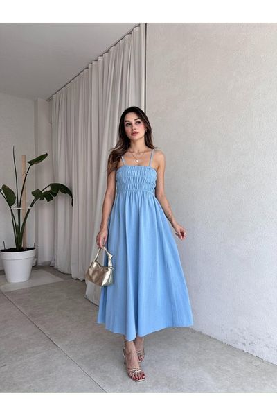 My Blog Rochie albastră cu detaliu din cauciuc - 2310