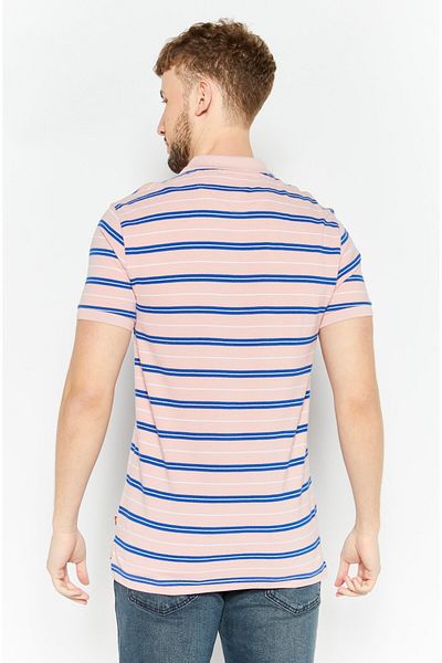 Levi's Men Regular Fit Stripe Short Sleeve Polo Shirt, Pink Combo