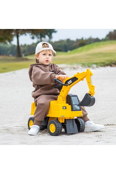 TOY LAND Cat Excavator Construction Foot to Floor Ride On Push Car for Toddlers