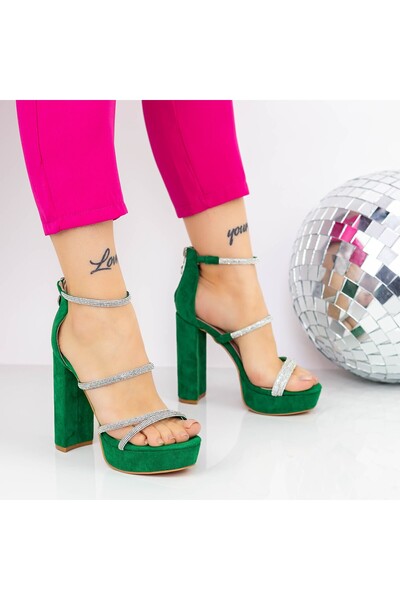 mei Women's Sandals with Thick Heel and Platform 2XKK77 Pine Green