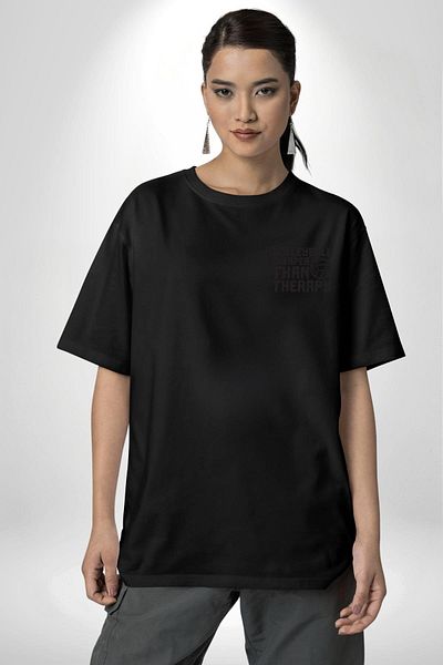Angemiel Volleyball Is Cheap and Fast Written Black Oversize Women's Men's Front Minimal Printed T-Shirt