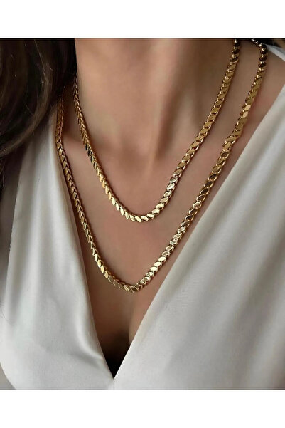 GWOMA Kadın Çelik Kolye - 1.20 Metre Arpa • Pul • Halep Zincir • Yeşil Renk A...