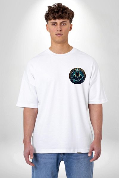 Angemiel Nu Kaos Ve İlk Su Tanrı Mısır Beyaz Oversize Kadın Erkek Ön Minimal Baskılı Tişört