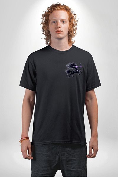 Angemiel Sagittarius Special Design Black Oversize Women's Men's Front Minimal Printed T-Shirt