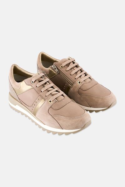 Geox Women Lace Up Casual Shoes, Dark Beige