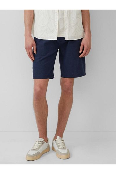 s.Oliver Pantaloni scurți chino bărbătești, Detroit, amestec de in și bumbac, croială regulată, bleumarin închis