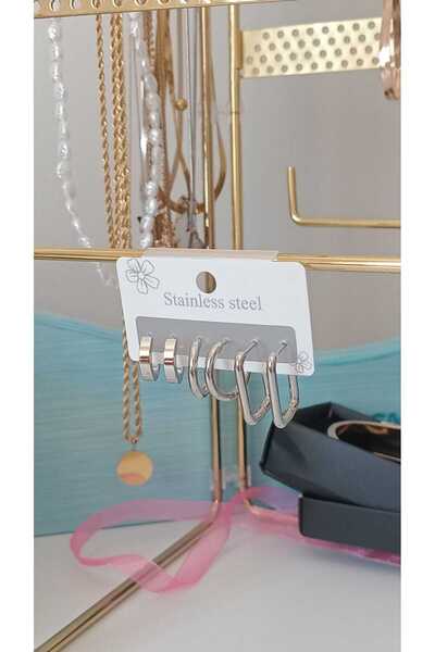 DEROSA JEWELRY&TEXTILES 6 LI ÇOK ÇEŞİTLİ PASLANMAZ ÇELİK KÜPE