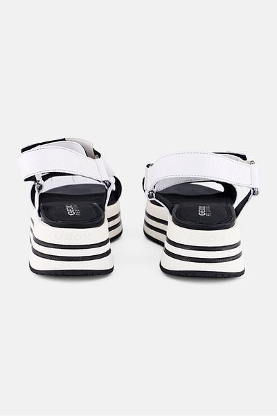 Geox Women D Skency Leather Velcro Closure Sandals, White