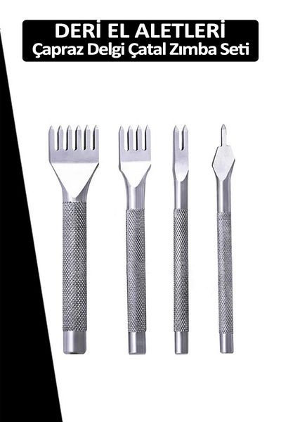 Dopar Cross Punch Fork Puncher 4 Pieces 3 mm Leather Hand Tools
