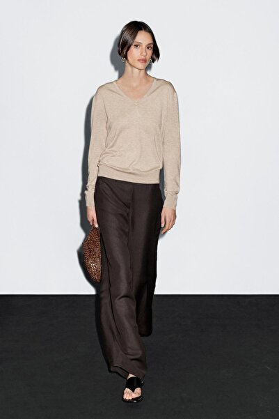 Massimo Dutti Yünlü V yaka triko kazak