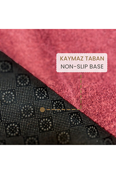 Bestekar Lunasoft Burgundy Double Tassel Oval Bath Mat Non-Slip Base Luxury Soft Washable Modern