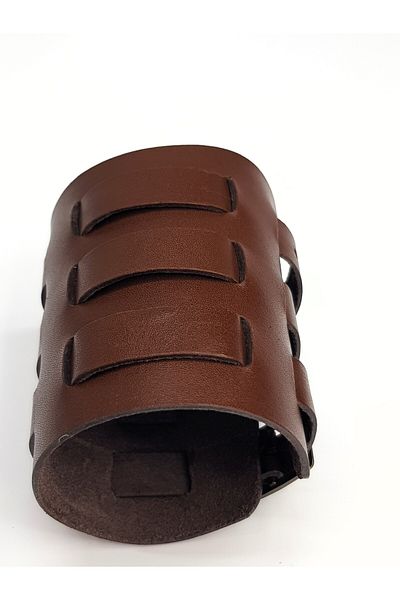 aysefe Genuine Leather 3 Belts Wide Ottoman Janissary Bracelet