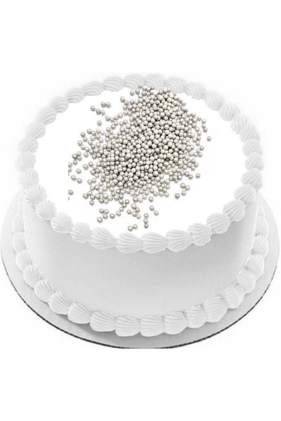 ovalette Edible Cake Decoration Rice Puff Chocolate Silver (Silver Color) 40 Gr Future
