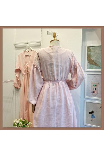 Faya Boutique Φόρεμα Matin από ύφασμα από μουσελίνα μωρό ροζ