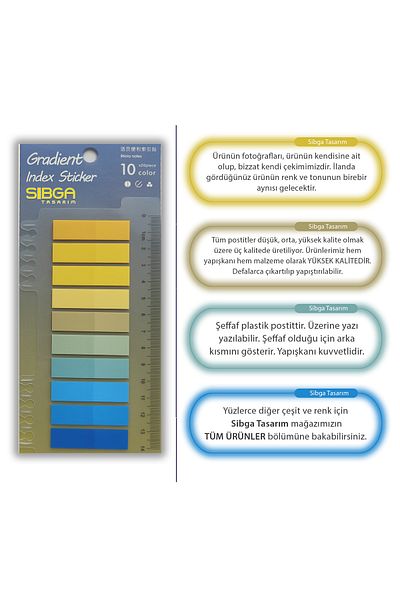 sibga tasarım Transparent Colored Postit Post-it Post It.Bookmark Bookmark Postit Sticker Note Paper 200 Sheets