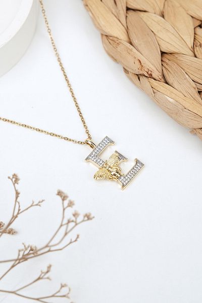 Jack Ferrero Luxury Steel/Not Darkening /Women's Letter Necklace