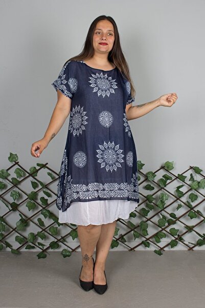 Truva XXL Φόρεμα από ύφασμα τουλίντεν αυθεντικό μπλε ναυτικό μεγάλου μεγέθους – Καλοκαιρινό και άνετο μοντέλο