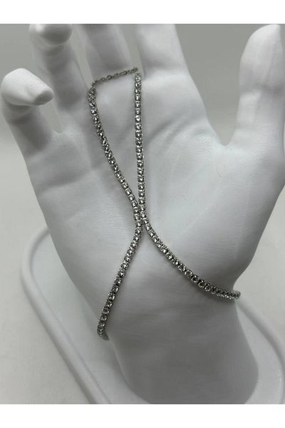 lysiaaccessory Silver Color Şahmeran Bracelet with Zircon Stone
