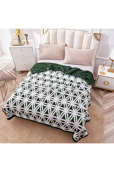 FIONNA.RO Cocolino Blanket With Fur - Dark Green