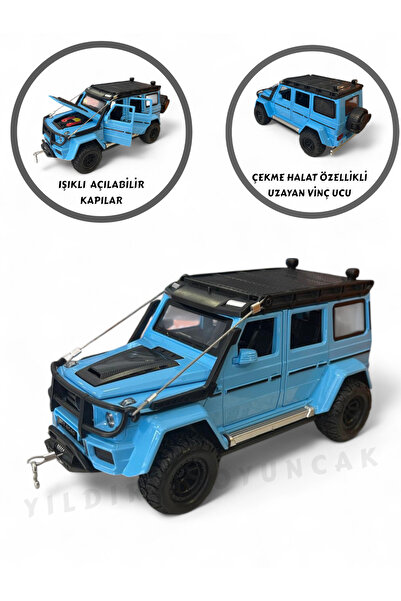 YILDIRIM OYUNCAK Çek Bırak Işıklı Ve Sesli Off Road Jeep 23 cm Çekme Halat İpli Metal Kasa Açılabilir Kapılar