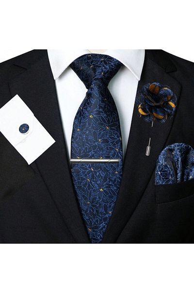 The Casius. Set pentru bărbați cu imprimeu floral, material satinat - The Casius