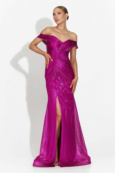BOGAS Women's Long Fuchsia Dress Stephane