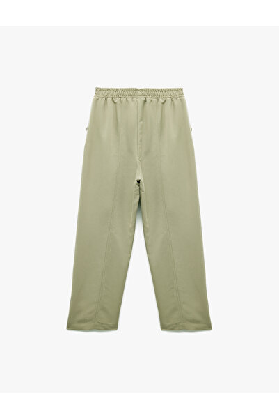 Koton Modal Blend Elastic Waist Pocket Loose Straight Leg Trousers