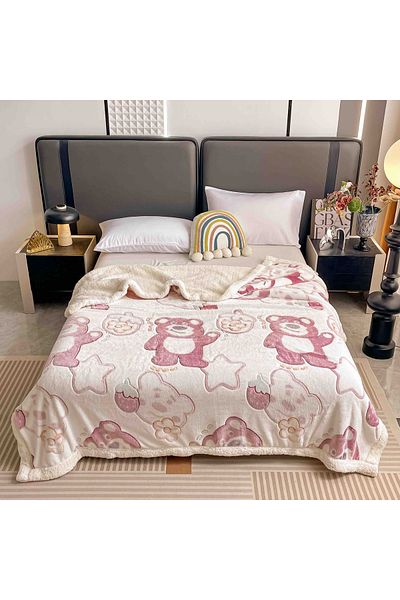 FIONNA.RO Cocolino Blanket With White Fur 200x230cm - The Lusty Bears