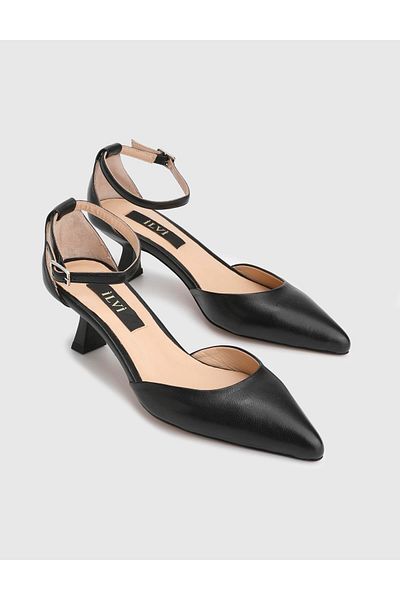İLVİ Khriso Genuine Leather Black Women's Heeled Shoes