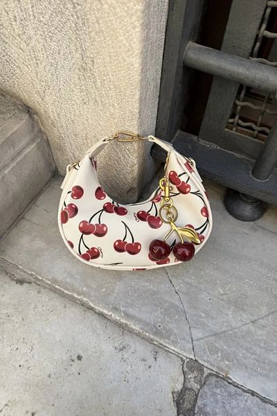 LEONAS Geantă de mână și de umăr pentru femei Cherry Charm Gift Alyona din piele cu model cireș