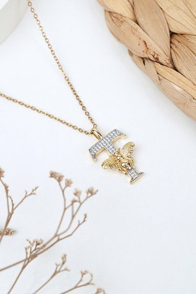 Jack Ferrero Luxury Steel/Not Darkening /Women's Letter Necklace