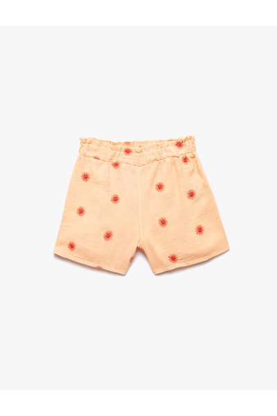 Koton Cotton Patterned Shorts with Elastic Waist