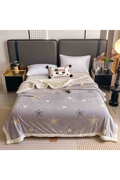 FIONNA.RO Cocolino Blanket With White Fur 200x230cm - Stellar