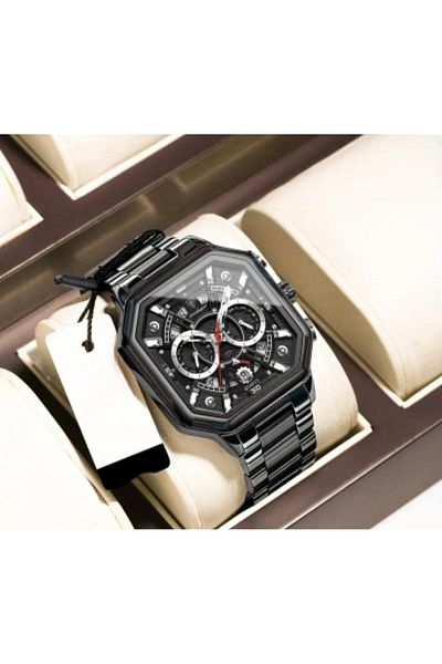 POEDAGAR Premium Stainless Steel Full Function 3 Atm Waterproof Luxury Men Wristwatch