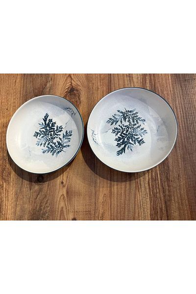 ColorCraft Ceramica Blue Magic Leaf Pattern Series 6-Piece Nordic Bowl 18cm