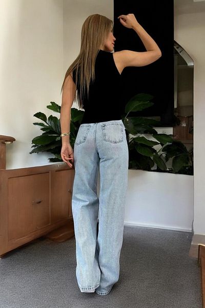 byhaziran butik Suci Kar Wash High Waist Stretchy Comfortable Loose Leg Jeans